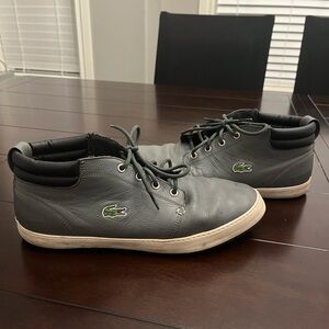Lacoste Men's Dark Gray Leather Sneakers